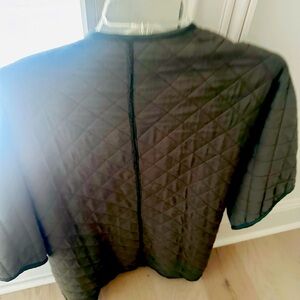 Women’s Jacket vest quilted, velvet lined, wool and leather trim. Anthropologie